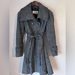 Guess LA black and white checked peacoat